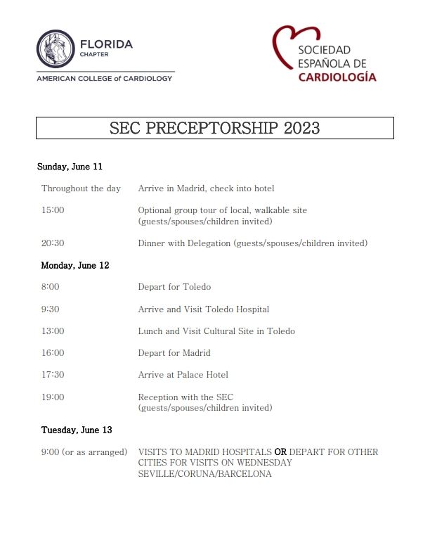 SEC Preceptorship Schedule image